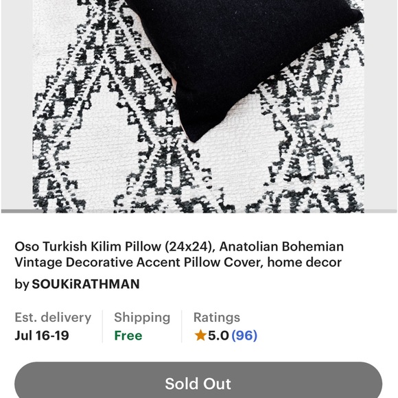 1 Vintage Turkish Wool Pillow Insert Boho Decor - Picture 6 of 7